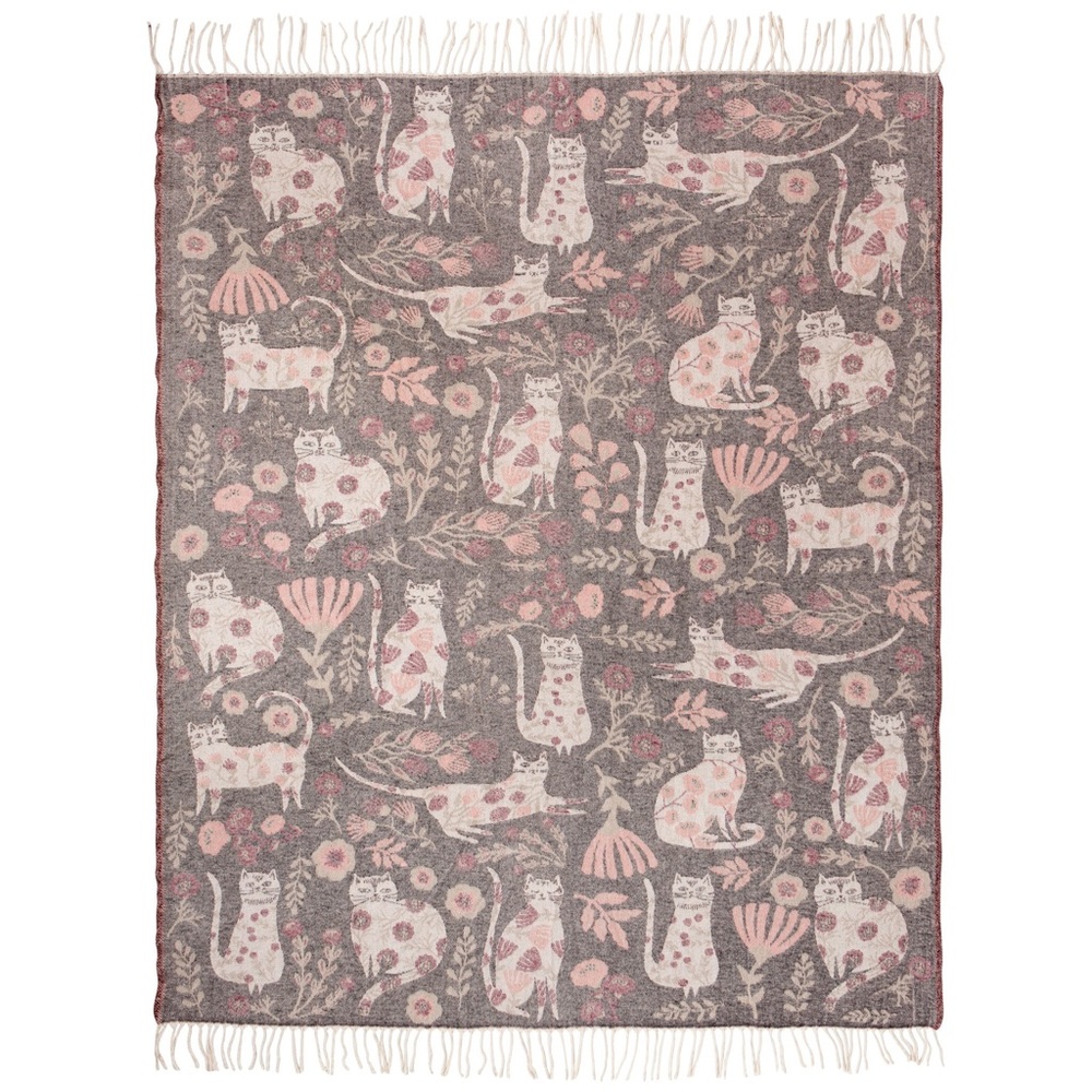 Catbloom cotton throw for the cat lovers in your life OR YOU!! Danica Studio-New